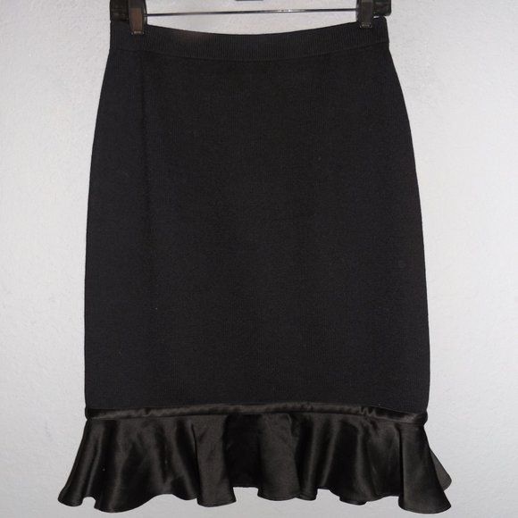 st. john black knit skirt ruffle hem/sz 6/ - Picture 1 of 3